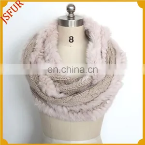 Winter Wrap Made With Rabbit Fur Wool Knit Scarf thumbnail-1
