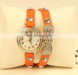 Hot Sell High Quality Rhinestone Bowknot Genuine Cow Leather Retro Watch Vintage Women Dress Watch thumbnail-5