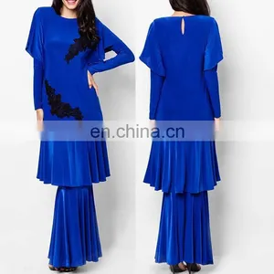 100% Polyester Beaded Light Blue Wholesale Price Muslim Dress thumbnail-1