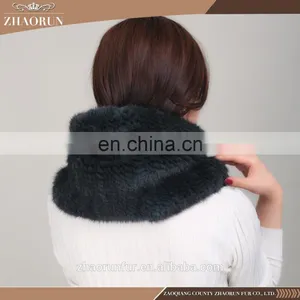 Chinese Fashion Knitted Mink Fur Scarf Real Knitted Mink Fur Snood for Women thumbnail-6