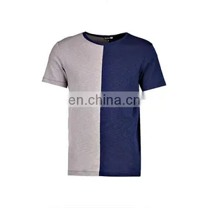 New Arrival Round Neck Contrast Color Half Panel Oversized Tshirt Wholesale thumbnail-5