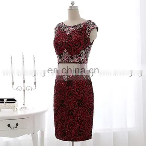 New Arrival Two-Piece Cap Sleeve Sheath Lace Beaded Cocktail Dresses LX345 thumbnail-2