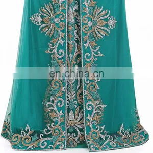 Luxury Golden And Silver Embroidery Beaded Moroccan Takchita Party Wear thumbnail-6