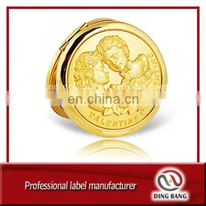 Hot Sale Promotion Cheap Gift Box Packaged Creative Wedding Souvenir Embossed Metal Gold Cosmetic Mirror thumbnail-1