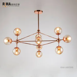 Rima Lighting New Model Indoor Ceiling Fancy Rose Gold Pendant Light With Glass Ball thumbnail-1