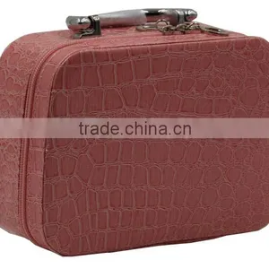 Colorful Leather Makeup Travel Carrying Case, Makeup Train Artist Storage Box, Hard Shell Leather Beauty Vanity Case Bag thumbnail-2