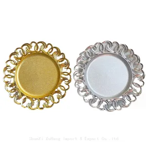 Events Wholesale Decorative Plastic Plates Wedding Sunflower Pattern Silver Charger Plates thumbnail-3