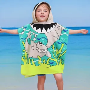 Baby Hooded Towel - Cute Shark Cartoon Wearable Poncho Beach Towel for Kids, Soft Absorbent Quick Dry Bath Towel for Toddlers, Swim, Pool thumbnail-1