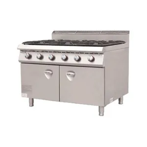 6-Burner Gas Cooker With Cabinet - Model E-RQB-900-6T-A for Commercial Kitchens thumbnail-1