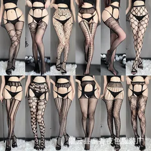 Sexy Stockings Lingerie for Women, No Need to Take Off, See-through Hollow Sexy Nightdress Sleepwear Nightwear Bodysuit Underwear Wholesale thumbnail-1