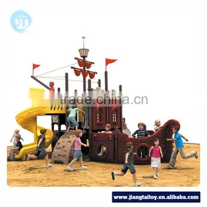 Children Outdoor Playground Equipment With Cheap Playground Slide / Wooden Pirate Ship Playground thumbnail-3
