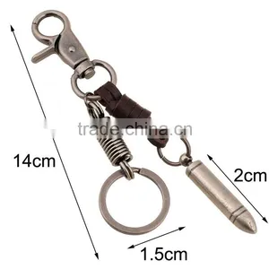 Vintage Bullet Shape Keychain Lanyard Leather Wholesale Key Ring thumbnail-2