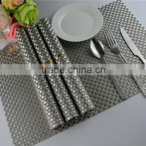 High Quality 45*30cm PVC Silver Woven Mesh Placemat 8*8 Gold Color Placemat Table Mat Runner Dining Mat thumbnail-4
