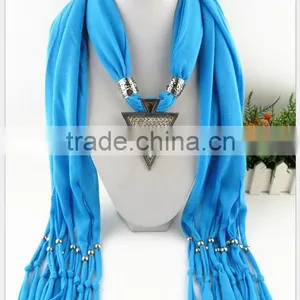 2015 Lovely New Arrival Hot Selling Ladies' Scarf Brand Big Cotton Lady Scarf Full Diamond Triangle Alloy Pendant Jewelry Scarf thumbnail-3