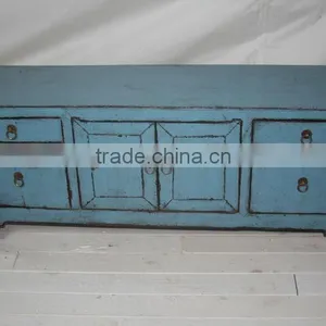 Blue Living Room Cabinet/chinese Antique Furniture Kang Table thumbnail-1