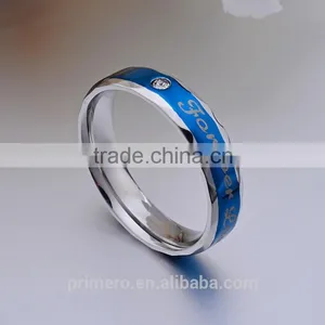 Forever Love Blue Couple Ring Set 316L Stainless Steel Jewelry His and Hers Matching Engagement Ring New Model Wedding Band thumbnail-3