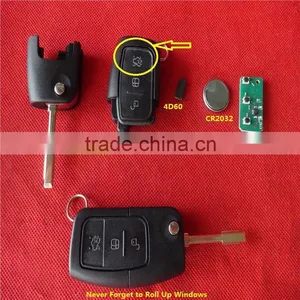 TD Remote Key 433mhzwith 4D60 Chip With Roll up Windows With 2X Button for F-rd thumbnail-1