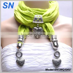 Engraved Heart Pendant Jewelry Scarf thumbnail-1