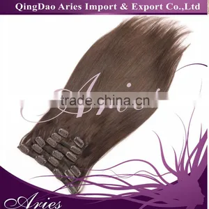 Remy (Remi) Human Hair Clip in Extensions Brown thumbnail-1