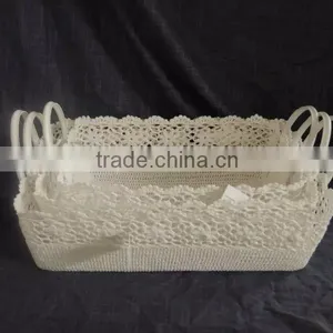 2015 Fashionable Crochet Cotton Baskets With PVC Handles thumbnail-4