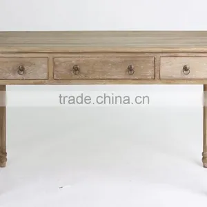 Antique Style Rectangle Hand Carved Study Desk/Wooden Restaurant Table(DT-1025-OAK,125CM) thumbnail-1