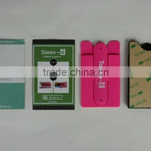 Silicone Card Holder Mobile Cell Phone Stand, Promotional Silicone Mobile Phone Stand With Card Holder Wallet, PTP022 thumbnail-1