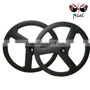 700C Tri-spoke Wheel 19mm Clincer/ Tubular Rim for Time Trial Bike, Track and Ironman Triathlon thumbnail-1