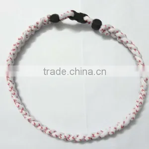 2012 Stitch Baseball Sports Necklace, Tornado Titanium Negative Ion Stitching Necklace White With Red Stitching Thread thumbnail-1