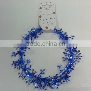 HOT SALE! 3 Yards Metallic PVC Blue Mini Stars Tinsel, Wired Garlands, Gift Wrapping Tinsels thumbnail-1