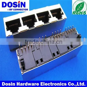 Factory Price RJ45 Connector, 4 Ports RJ45 Jacks for Connector PCB Mount Modular Jack thumbnail-1