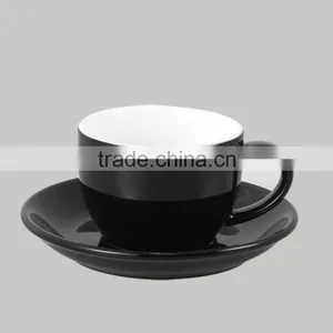Ceramic Customizable Logo Cup and Saucer Black, Cup and Saucer, Colored Cup and Saucer thumbnail-1