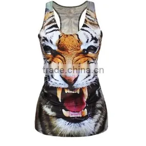New Womens Tiger Covered Vibrant Native Tribal 3D Print Basketball Vest thumbnail-6