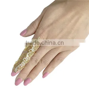 Bling Retro Silver Crystal Armor Knuckle Full Finger Long Ring thumbnail-3