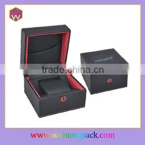 Black Leather Single Mens Wrist Watch Box thumbnail-1