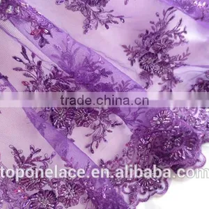 Pink Bridal Lace Fabrics Wholesale Evening Sequins Beaded Dresses French Lace Fabric thumbnail-5