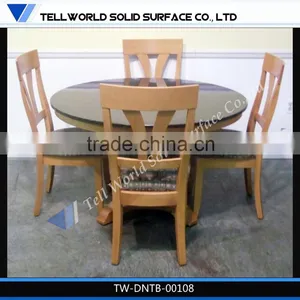 High Glossy Artifical Marble Chinese Restaurant Round Table Furniture thumbnail-2
