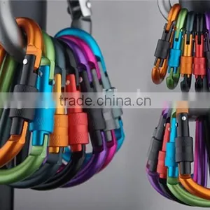Aluminum Alloy D Shape Carabiner Screw Lock Bottle Hook Buckle Hanging Padlock Key Chain Camping Hiking thumbnail-5