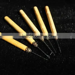 Wood Handle Hair Extension Hook Hair Extension Pulling Needle Hair Extension Threads Hair Hooks thumbnail-1