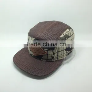 2016Custom Fashion 5 Panel Funny Plain Cowhide Snapback Cap thumbnail-2