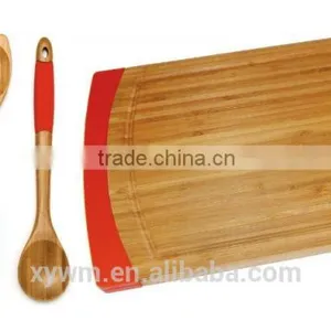 Bamboo Cutting Board and 5 Piece Kitchen Tools With Silicone Handles thumbnail-4