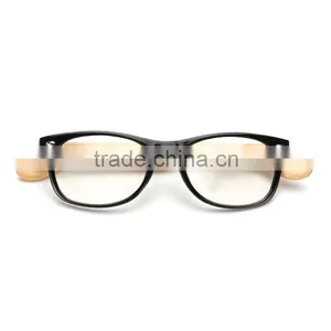Hot Fashionable Clear Lenses Plastic Frame and Bamboo Temple Optical Reading Glasses thumbnail-2