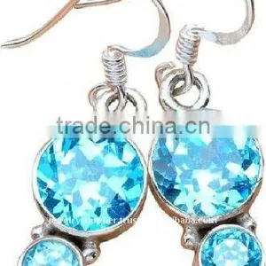 Mystical!! Wholesale Sterling Silver Jewelry Gold Hoop Earrings Round Stud Earrings Diamond Settings thumbnail-1