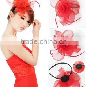 MYLOVE Red Sinamay Fascinators Black Headband for Women MLSM004 thumbnail-1