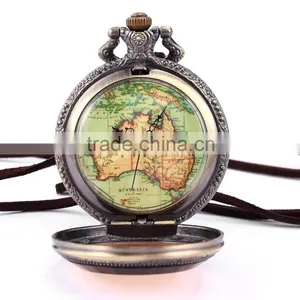 Vintage Australia Map Pendant Fob Necknace Chain Quartz Pocket Sport Watch thumbnail-1