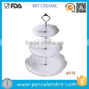 European Style Embossed Pattern 3 Layer Cake Plate thumbnail-1