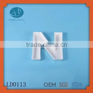Letter N Ceramic Handmade Plate,sublimation Ceramic Wedding Plates Dishes thumbnail-1