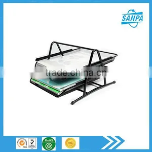 Hangzhou Office And School Supplier Cheap Metal Wire Mesh Black 2 Tier File Tray thumbnail-1