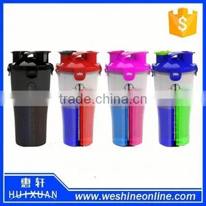 600ml Plastic Double Separated Shaker Bottle BPA Free thumbnail-1