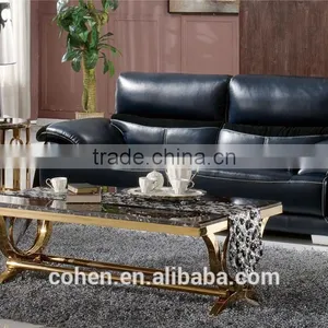 Foshan Shunde Furniture Factory Price Stainless Steel Marble Top Tea Coffee Table thumbnail-1
