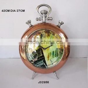 Round Cast Aluminium Table Clock in Copper Finish Available in Brass Finish Also thumbnail-1